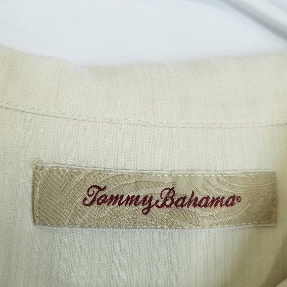 Tommy Bahama Large silk button down little yellowish cream - Picture 7 of 11